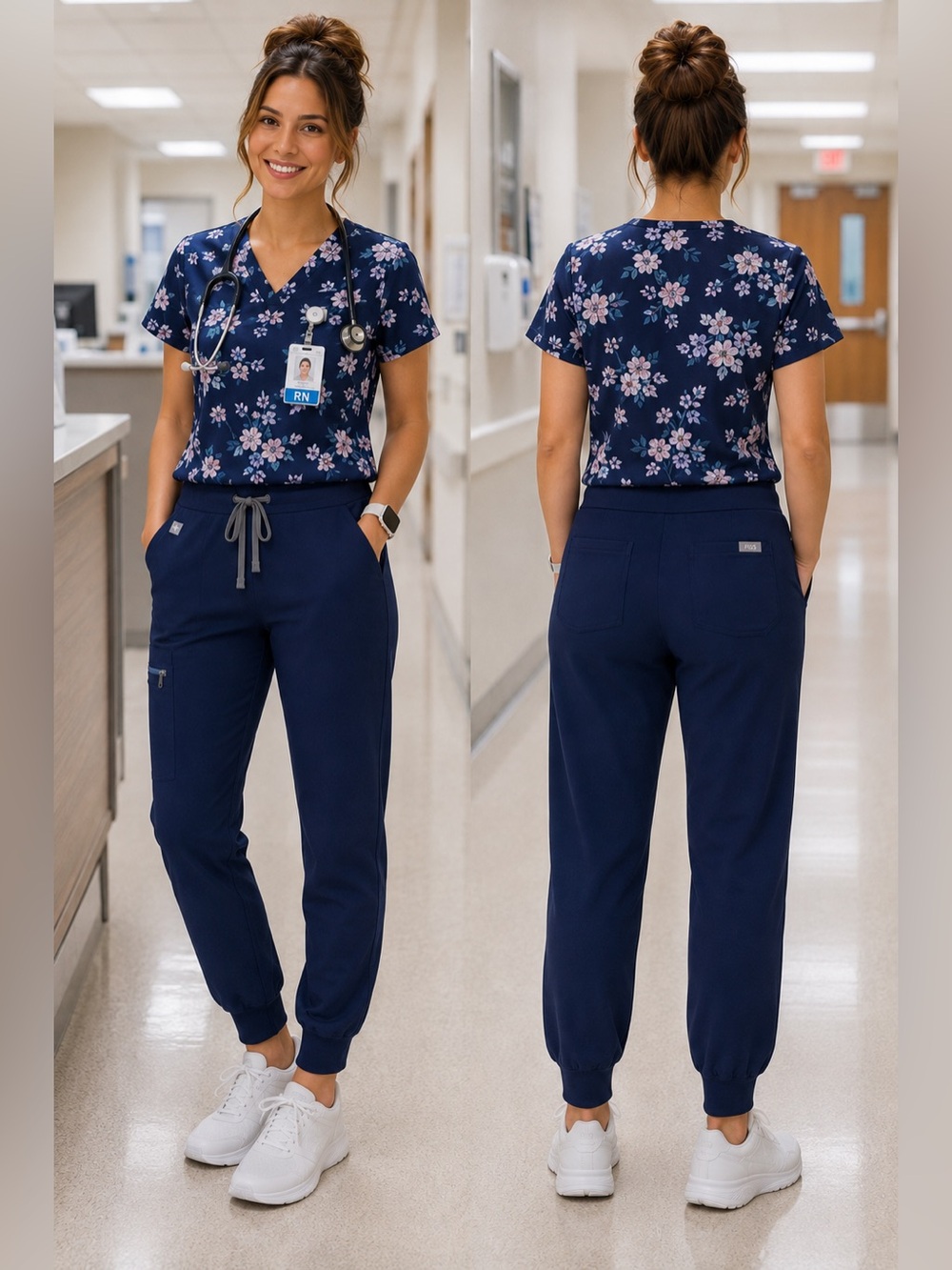FIGS Zamora Technical Collection Navy Blue Jogger Scrub Pants Cargo Pocket, XS/P